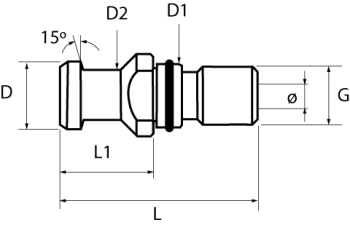 Tirante con agujero pasante y junta tórica DIN 69872-A - 1